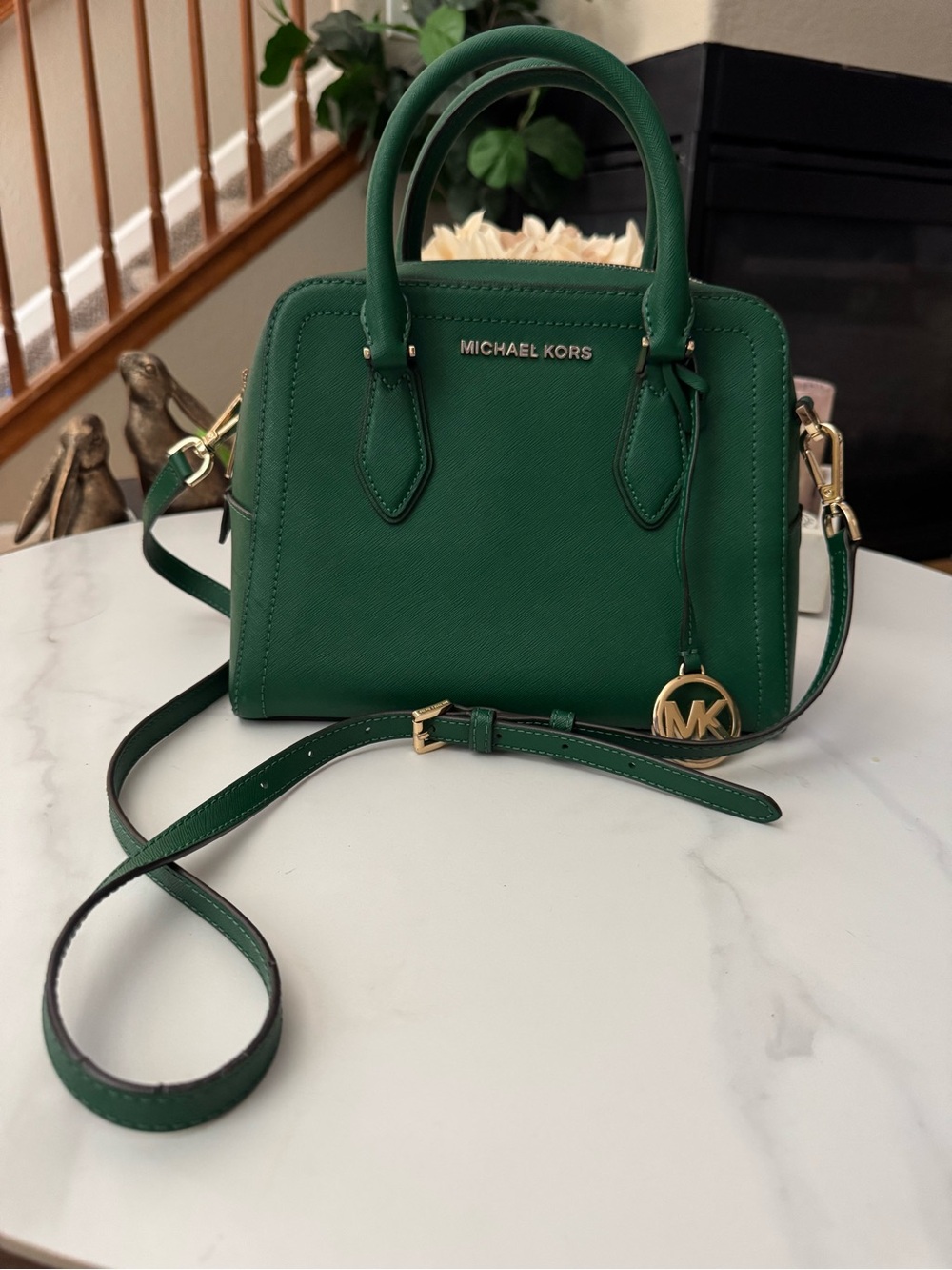 Michael Kors Ayden Green Saffiano Leather Mini Satchel